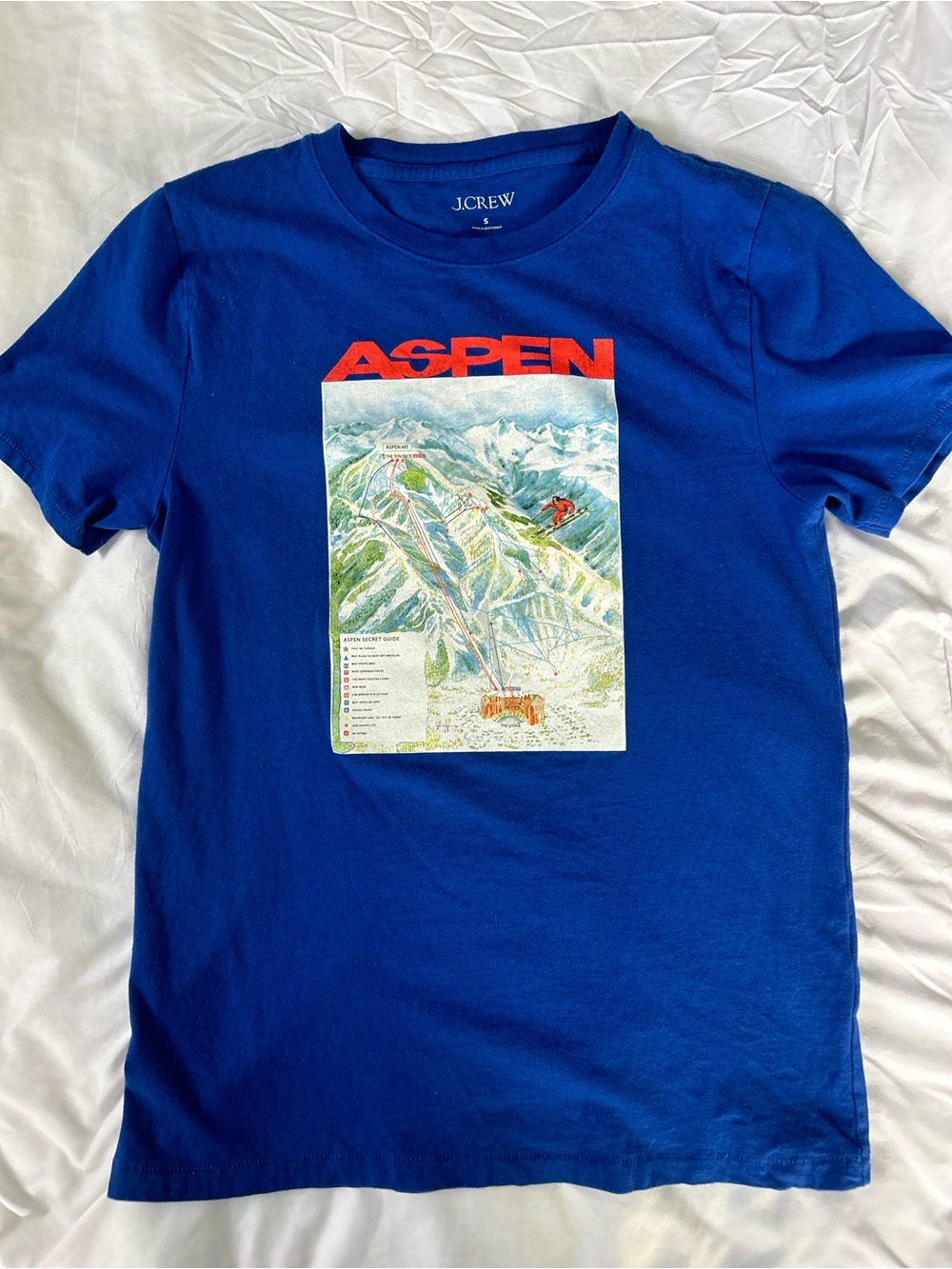 J.Crew Aspen Graphic Tee Small Blue Ski Resort T-Shirt Cotton Re-Imagined